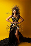 Bee J Stanley LuXee Couture  ~ Bombshell Gold Cage Corset Gown