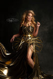 Bee J Stanley LuXee Couture  ~ Bombshell Gold Cage Corset Gown